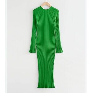 NWT & Other Stories rib knit midi dress in bright green